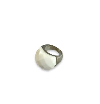 ANILLO ACERO CON PIEDRA BLANCA 5 MILÍMETROS DE ANCHO