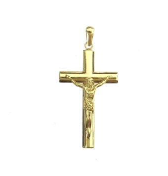 COLGANTE CRUZ ORO AMARILLO MEDIA CAÑA 35X22 MILIMETROS