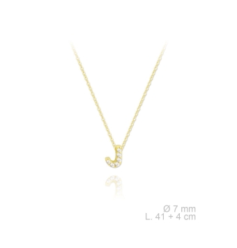 GARGANTILLA PLATA DE LEY 925 CHAPADO DORADO CADENA FINA CON INICIAL J 7 MILÍMETROS CON CIRCONITAS BLANCAS LARGO AJUSTABLE 41-45