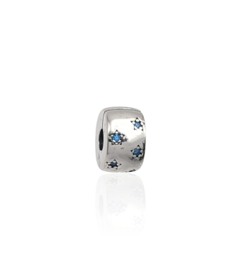 CHARM CLIP PLATA DE LEY 925 ESTRELLAS DE CRISTAL AZUL