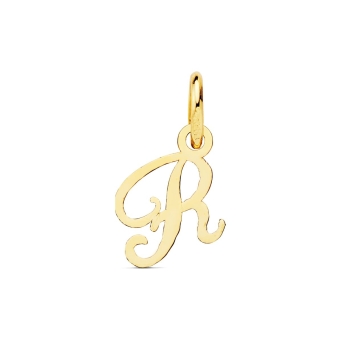 COLGANTE LETRA "R" ORO AMARILLO 18 KILATES CURSIVA 11X9 MILÍMETROS