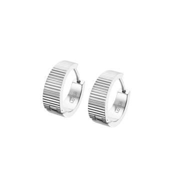 Pendientes mujer Lotus acero chapado aro 18mm de diametro exterior y 14mm de diametro interno reversible con lado estriado y lad