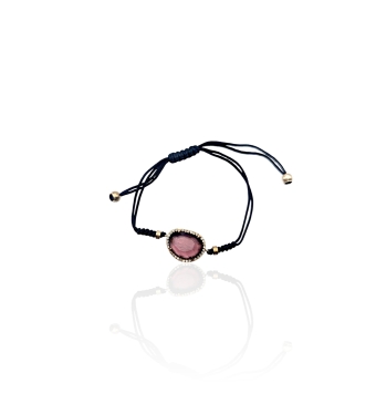 PULSERA MUJER PLATA DE LEY CHAPADO DORADO CON CRISTAL DE SWAROVSKI MALVA CON CIRCONITAS BLANCAS ALREDEDOR. PULSERA DE MACRAMÉ NE