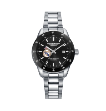 RELOJ VICEROY REAL MADRID CADETE/NIÑO CAJA ACERO 34 MILÍMETROS BISEL CERAMICO ESFERA NEGRA CON CALENDADARIO CADENA ACERO