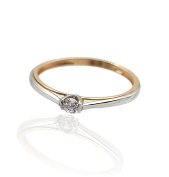 ANILLO MUJER ORO BICOLOR 18 KILATES ESTILO SOLITARIO CON ARO EN ORO ROSA Y BLANCO