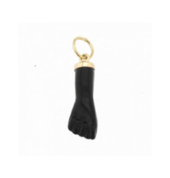 COLGANTE PUÑO NEGRO ORO AMARILLO 18 KILATES 5X13.5 MILÍMETROS