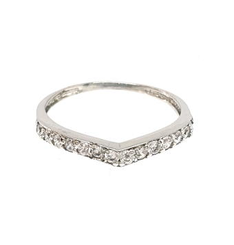 ANILLO ORO BLANCO FORMA DE PICO CON 14 CIRCONITAS