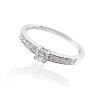 ANILLO SOLITARIO MUJER ORO BLANCO 18 KILATES DIAMANTE 0.15 CT CLARIDAD SI COLOR H