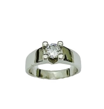 ANILLO MUJER HURJO DISEÑO PLATA DE LEY 925 SOLITARIO ESTILO CARTIER CON CUATRO GARRAS CIRCONITA BLANCA 5 MILÍMETROS