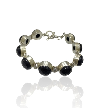 PULSERA PLATA DE LEY 925 CON PIEDRAS NEGRAS 20 CENTÍMETROS DE LARGA