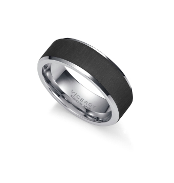 ANILLO VICEROY MAGNUM HOMBRE 8 MILÍMETROS ACERO PARTE CENTRAL TEXTURA IP GUN NEGRO