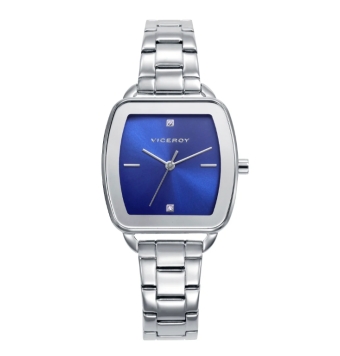 RELOJ VICEROY MUJER ANALOGICO CAJA ACERO FORMA OVALADA 30 MILÍMETROS ESFERA AZUL CON DOBLE COIRCONITA CADENA ACERO