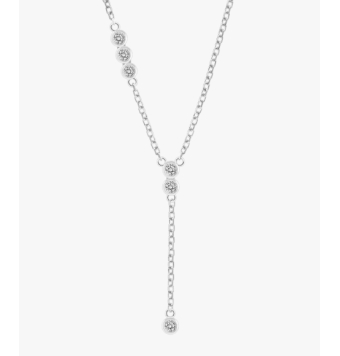 COLLAR LOTUS MUJER PLATA DE LEY 925 COLGANTE 3 PUNTOS DE LUZ DE 3 MILÍMETROS CIRCONITAS BLANCAS LARGO CADENA 42+3 CENTÍMETROS