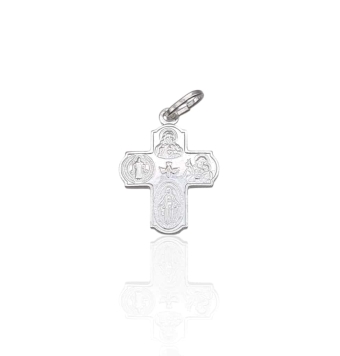 COLGANTE PLACARI UNISEX PLATA DE LEY 925 RODIADO CRUZ CON VIRGENES 23X17 MILÍMETROS