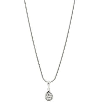COLLAR LINEARGENT MUJER PLATA DE LEY 925 BAÑO DE RODIO CON COLGANTE DISEÑO GOTA 7 MILÍMETROS CIRCONITAS BLANCAS CIRCONITAS BLANC