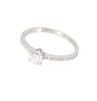 ANILLO ORO BLANCO 1 CIRCONITA 4 GARRAS BRAZO CON MICROENGASTES