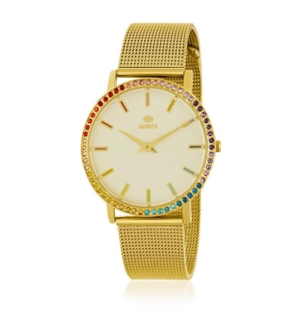 RELOJ MAREA MUJER B41351/3 MALLA MILANESA ACERO IP DORADO CAJA METAL NICKEL FREE IP DORADO 40 MILÍMETROS BISEL CIRCONITAS MULTIC