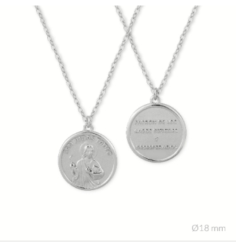 COLLAR PLATA DE LEY 925 CADENA FORZADA 45-50 MILÍMETROS CON MEDALLA DE "SAN JUDAS TADEO PATRÓN DE LOS CASOS DIFÍCILES Y DESESPER
