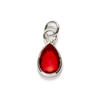 MINI COLGANTE LÁGRIMA PLATA DE LEY 925 CIRCONITA 9X5 MILÍMETROS ROJO