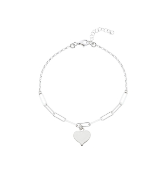 PULSERA MUJER PLATA DE LEY 925 CORAZÓN 9X10 MILÍMETROS ESLABONES LARGOS 10X3 MILÍMETROS FORZADA LARGO 18+3 CENTÍMETROS