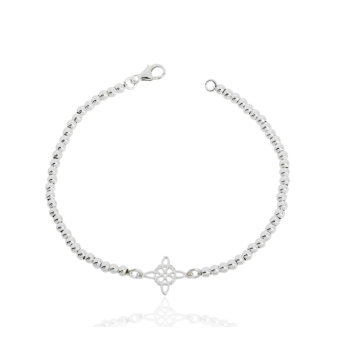 PULSERA PLATA DE LEY 925 BOLAS 3 MILÍMETROS NUDO DE LA BRUJA LARGO 18.5 CENTÍMETROS CIERRE MOSQUETÓN
