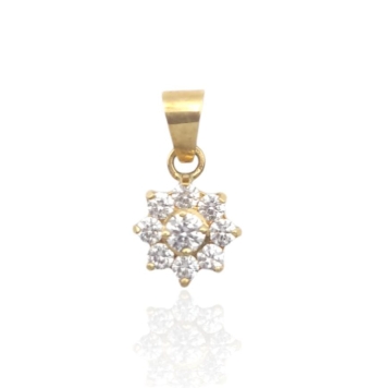 COLGANTE MUJER ORO AMARILLO 18 KILATES CUAJO 9 CIRCONITAS BLANCAS 8X8 MILÍMETROS
