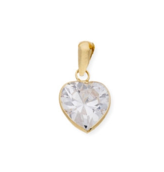 COLGANTE MUJER CORAZÓN ORO AMARILLO 18 KILATES CIRCONITA FORMA CORAZÓN 12 MILÍMETROS BLANCA