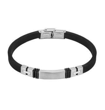PULSERA LOTUS STYLE MEN LS2539-2/1 CHAPA CENTRAL CON DETALLES A LOS LADOS CORREA DE CAUCHO ANCHO 7 MILÍMETROS LARGO AJUSTABLE