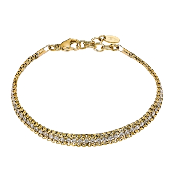 PULSERA LOTUS STYLE WOMAN LS2568-2/2 ACERO CHAPADO DORADO ESTILO RIVIERE EN EL CENTRO CON CADENA ROLÓ EN LOS LATERALES ANCHO 6 M