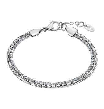 PULSERA LOTUS STYLE WOMAN LS2576-2/1 DOBLE CON COLA DE TOPO Y RIVIERE DE CIRCONITAS BLANCAS. LARGO AJUSTABLE 18-20 CENTÍMETROS
