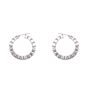 PENDIENTES MUJER HURJO DISEÑO PLATA DE LEY 925 RODIO PLANO CON ONDAS 1.5X4X33 MILÍMETROS CIERRE CATALÁN
