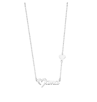 COLLAR MUJER LOTUS SILVER LP3405-1/1 PLATA DE LEY 925 MAMÁ CON MOTIVO DE CORAZÓN EN CADENA LARGO 42 CENTÍMETROS