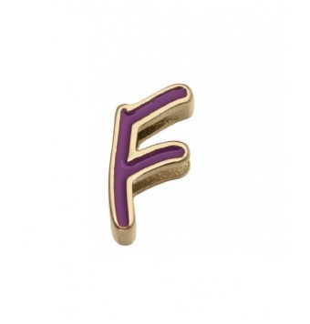 MOTIVO PULSERA VICEROY SWEET NIÑA LETRA F DE ACERO IP DORADO ESMALTE MORADO 10 MILÍMETROS