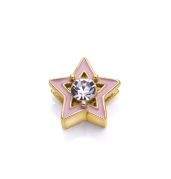 MOTIVO PULSERA VICEROY NIÑA ESTRELLA ESMALTE ROSA CON CIRCONITA BLANCA ACERO IP DORADO ACABADO BRILLO 10X10 MILÍMETROS