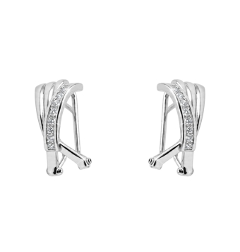 PENDIENTES MUJER PLATA DE LEY 925 DISEÑO 4 BARRAS 1 DE ELLAS CON CIRCONITAS BLANCAS 18X9 MILÍMETROS