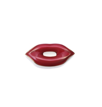MOTIVO VICEROY ACERO IP DORADO Y ESMALTE LABIOS ESMALTE ROJO 6X12 MILÍMETROS
