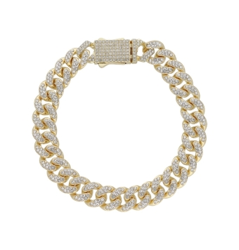 PULSERA LISKA HOMBRE ACERO IP DORADO CON CIRCONITAS BLANCAS ANCHO 13 MILÍMETROS LARGO 20 CENTÍMETROS