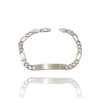 PULSERA ESCLAVA MUJER PLATA DE LEY 925 ESLABÓN CARTIER 6 MILÍMETROS CHAPA LISA 6X35 MILÍMETROS LARGO 18.5 CENTÍMETROS