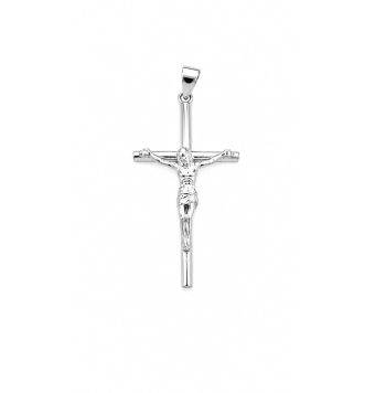 COLGANTE CRUZ PLATA DE LEY 925 CON CRISTO 20X34 MILÍMETROS TUBO REDONDO
