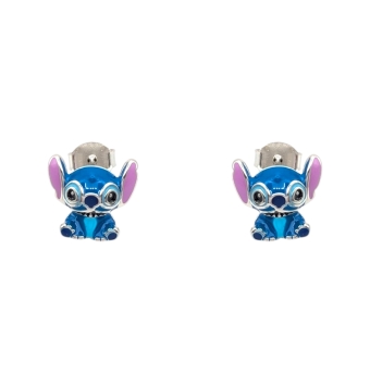 PENDIENTES ALIENÍGENA PELÍCULA PLATA DE LEY 925 ESMALTE AZUL Y ROSA 11X10 MILÍMETROS CIERRE PRESIÓN