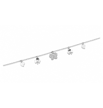 PULSERA MUJER PLATA DE LEY 925 MARIPOSA CON CIRCONITAS 10X8 MILÍMETROS DOBLE TREBOL LARGO 16-20 CENTÍMETROS AJUSTABLE