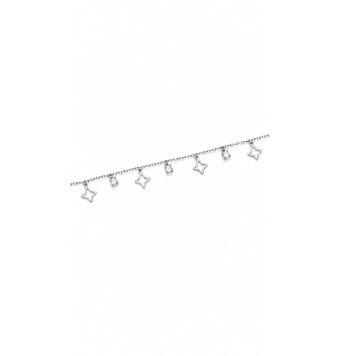 PULSERA MUJER PLATA DE LEY 925 4 ESTRELLAS DE 4 PUNTAS Y 3 CIRCONITAS BLANCAS LARGO 16-20 CENTÍMETROS AJUSTABLE
