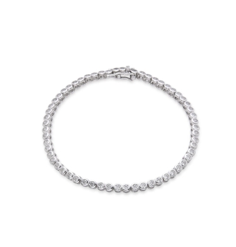 PULSERA MUJER PLATA DE LEY 925 ARTICULADA CHATÓN PIEDRAS BLANCAS ANCHO 2.5 MILÍMETROS LARGO 20 CENTÍMETROS