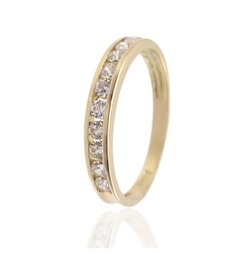 ANILLO MUJER ORO AMARILLO 18 KILATES MEDIA ALIANZA 2.5 MILÍMETROS CON CIRCONITAS BLANCAS