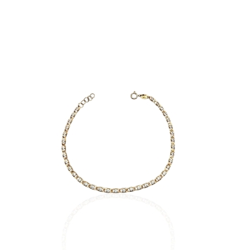 PULSERA ORO AMARILLO 9 KILATES ESLABONES CON CIRCONITAS BLANCAS ANCHO 2.7 MILÍMETROS LARGO AJUSTABLE 17.5-18.5 CENTÍMETROS