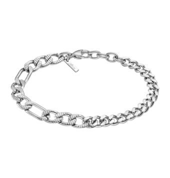 PULSERA LOTUS STYLE LS2303-2/1 HOMBRE ACERO ESLABONES DESIGUALES BARBADA Y FÍGARO LARGO AJUSTABLE 21 CENTÍMETROS