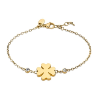 PULSERA LOTUS STYLE URBAN WOMAN MUJER LS2601-2/2 ACERO CHAPADO DORADO MOTIVO CUATRÉBOL Y DOS CHATONES CIRCONITAS BLANCAS LARGO A
