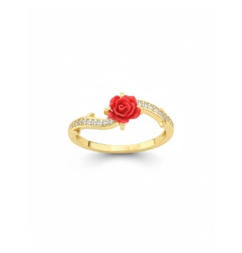 ANILLO MUJER PLATA DE LEY 925 CHAPADO DORADO ROSA CON 4 GARRAS 6.5 MILÍMETROS Y CIRCONITAS BLANCAS