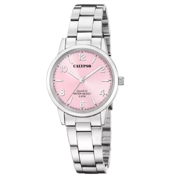 Reloj Calypso Mujer K5859/6 Acero Basic. Caja de acero de 32mm. Brazalete de acero. Cierre desplegable. Esfera ROSA