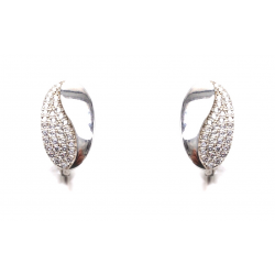 PENDIENTES FORMA OVAL MITAD BRILLO MITAD CIRCONITAS 17X9 MILIMETROS PLATA DE LEY CIERRE BALLESTA